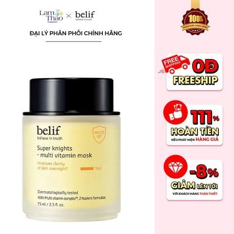  [DEAL WEB: DUY NHẤT 12/8 GIÁ SỐC TẶNG 1 MẶT NẠ COLORKEY] Mặt Nạ Ngủ Dưỡng Sáng Da Belif Super Knight Multi Vitamin Mask 