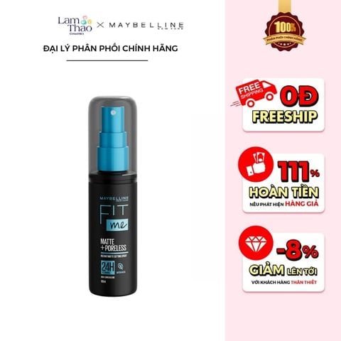  Xịt Khóa Nền Cố Định Trang Điểm Maybelline Fit Me Matte + Poreless Setting Spray 