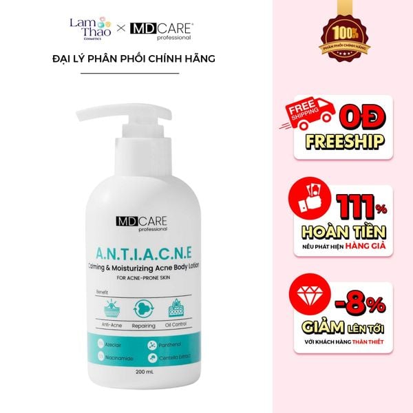 MUA 1 SP MD CARE FULLSIZE TẶNG 01 SRM 30ML Sữa Dưỡng Thể Dành Cho Da Mụn MD CARE Calming And Moisturizing Acne Body Lotion