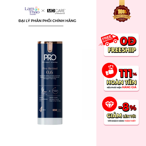  [TẶNG BTT BEFOU 30 MIẾNG] [MUA HĐ MD CARE 499K TẶNG 01 TÚI DA ĐỰNG MỸ PHẨM] Kem Dưỡng Làm Sáng Cải Thiện Nếp Nhăn MD Care Pro-Retinol 0.6 