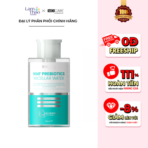  [TẶNG BTT OVERSIZE] [HĐ MD CARE 499K TẶNG 01 TÚI DA ĐỰNG MỸ PHẨM] Nước Tẩy Trang Cân Bằng Lợi Khuẩn MD Care NMF Prebiotics Micellar Water 