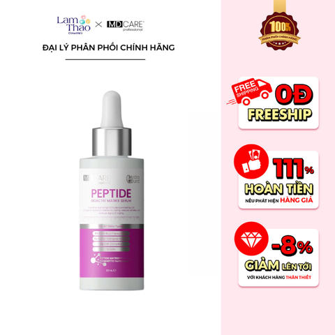  [MUA FULLSIZE TẶNG BTT BEFOU 50 MIẾNG] [HĐ MD CARE 499K TẶNG 01 TÚI DA ĐỰNG MỸ PHẨM] Tinh Chất Phục Hồi Và Giảm Đỏ Chuyên Sâu MD Care Peptide Bioactiv Matrix Serum 
