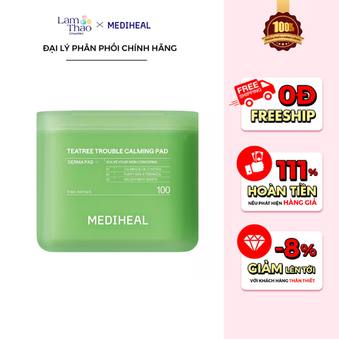  Toner Pad Làm Dịu & Chăm Sóc Da Mụn Mediheal Teatree Trouble Calming Pad 