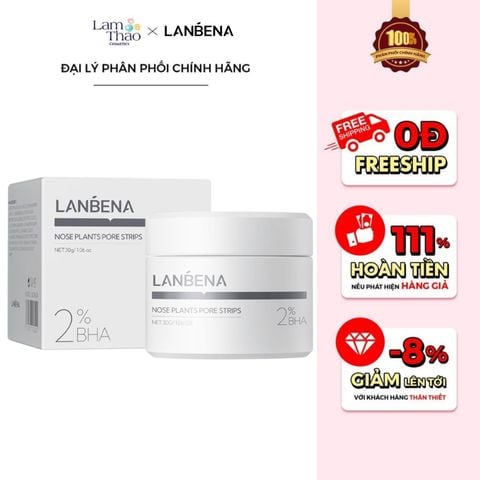  [DEAL 12/7 - 15/7 GIÁ SỐC]  Mặt Nạ Lột Mụn Mũi Lanbena Deep Cleansing Nose Strips 2% BHA 