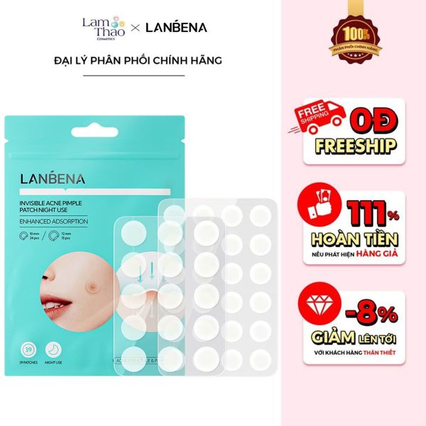 Miếng Dán Mụn Ban Đêm Lanbena Invisible Acne Pimple Patch Night Use