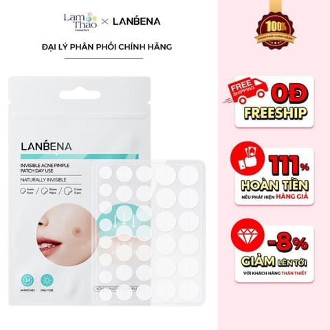 [DEAL 12/7 - 15/7 GIÁ SỐC TẶNG 1 DEEP CLEANSING NOSE 3G] Miếng Dán Mụn Ban Ngày Lanbena Invisible Acne Pimple Patch Day Use 