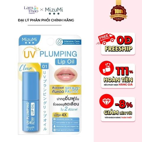  Dầu Dưỡng Môi Chống Nắng Mizumi UV Plumping Lip Oil SPF50+ PA++++ Clear 