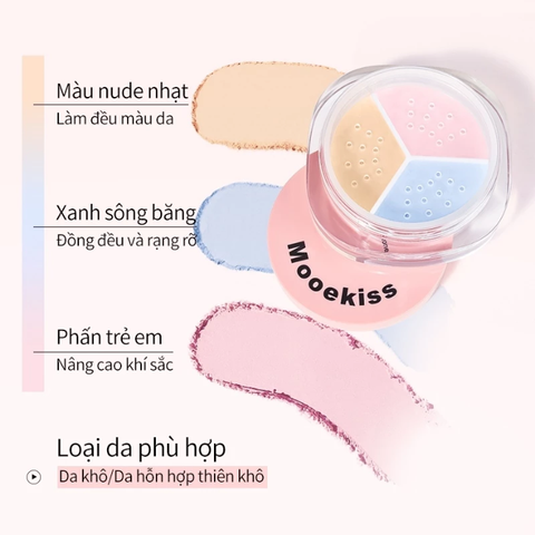 Phấn Phủ Định Hình Mooekiss Glam Up Tri - Tone Setting Powder 