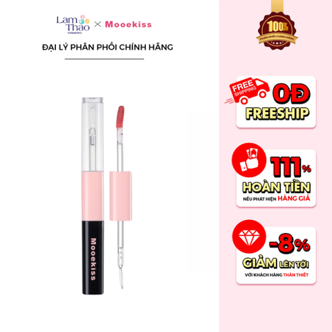  Son Bùn Hai Đầu Bóng Lì Mooekiss Dual Effect Essence Lip Mud 
