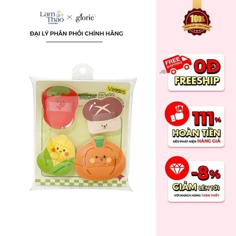  Set 4 Bông Mút Tán Nền Mini Glorie Veggie Collection Marshmallow 