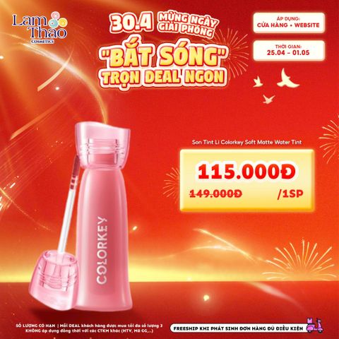  [DEAL SỐC 25.04 - 01.05] Son Tint Lì Colorkey Soft Matte Water Tint 