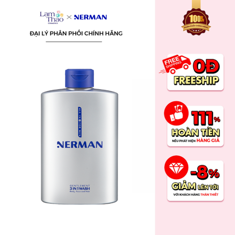  Tắm Gội Rửa Mặt Hương Nước Hoa Nerman Gentlement 3In1 Wash 