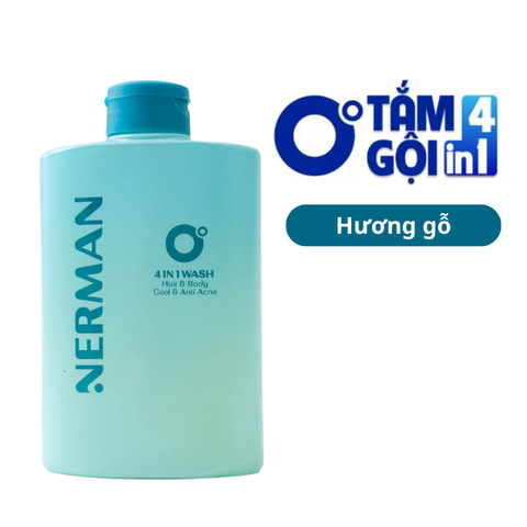  Sữa Tắm & Gội Đầu Nerman Hương Thơm Tươi Mát 0 Độ 4In1 