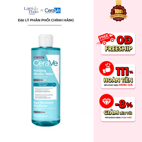  [DUY NHẤT Q7 & TP: HĐ CERAVE TỪ 1TR TẶNG BÌNH NƯỚC MAYBELLINE + TÚI GARNIER + TÚI CERAVE + 04 SRM CERAVE 30ML + SỮA DƯỠNG 30ML + BTT 120 MIẾNG] [KHÔNG ÁP DỤNG HTV] Nước Tẩy Trang Cho Da Dầu Cerave Developed With Dermatologists Purifying Micelllar Water 