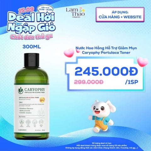  [DEAL SỐC 13.09 - 15.09 KHI MUA SIZE 300ML] Nước Hoa Hồng Hỗ Trợ Giảm Mụn Caryophy Portulaca Toner 