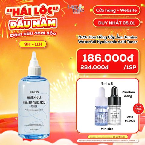  [FLASH SALE 05.01 KHUNG 9H - 11H TẶNG 02 SERUM JUMISO 5ML] Nước Hoa Hồng Cấp Ẩm Jumiso Waterfull Hyaluronic Acid Toner 