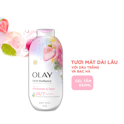  Sữa Tắm Hương Dâu & Bạc Hà Olay Cooling Strawberry & Mint Body Wash 