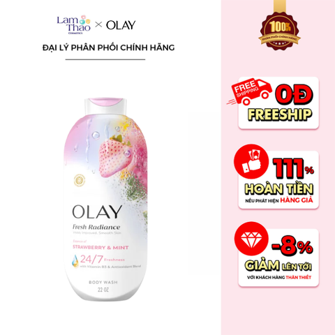  Sữa Tắm Hương Dâu & Bạc Hà Olay Cooling Strawberry & Mint Body Wash 