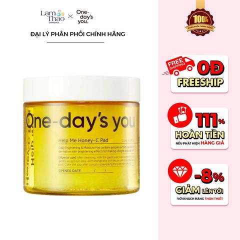  [DEAL SỐC 22.12 - 31.12]  Bông Đắp Toner Dưỡng Cấp Ẩm Và Dưỡng Sáng Da One Day's You Help Me! Honey-C Pad 