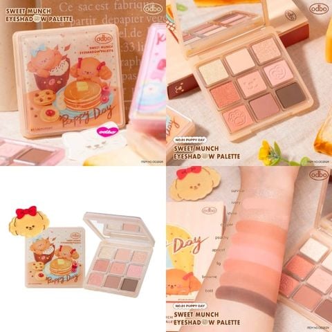  Set Bảng Phấn Mắt Odbo Sweet Munch Eyeshadow Palette + Kẹp Tóc Cute Độc Quyền Odbo 