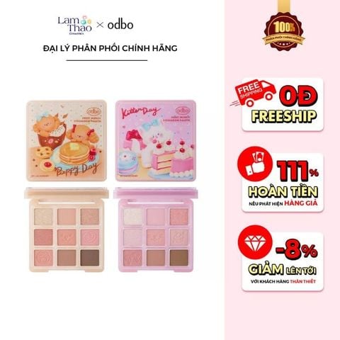  Set Bảng Phấn Mắt Odbo Sweet Munch Eyeshadow Palette + Kẹp Tóc Cute Độc Quyền Odbo 