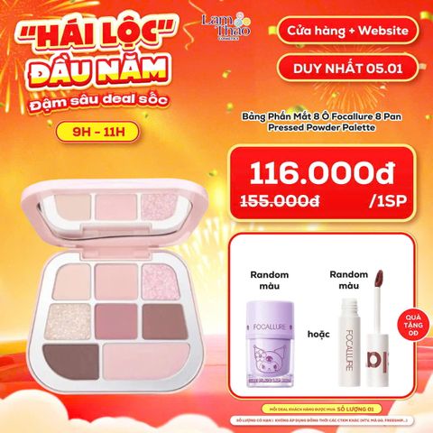  [FLASH SALE 05.01 KHUNG 9H - 11H TẶNG 01 SON FOCALLURE] Bảng Phấn Mắt 8 Ô Focallure 8 Pan Pressed Powder Palette 