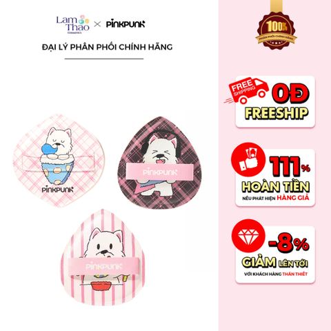  Set 2 Bông Mút Trang Điểm PinkPunk Marshmallow Pupu Doggy Powder Puff 