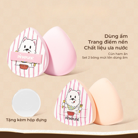  Set 2 Bông Mút Trang Điểm PinkPunk Marshmallow Pupu Doggy Powder Puff 