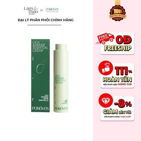  Kem Dưỡng Ẩm Phục Hồi Và Ngừa Kích Ứng Cho Da Nhạy Cảm Poreves Cica Barrier Essential Cream 