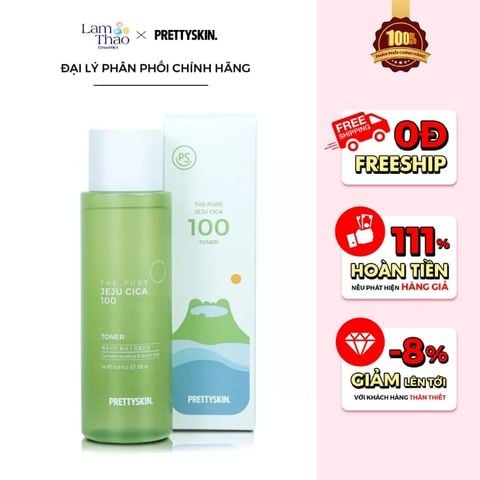  Nước Hoa Hồng PrettySkin The Pure Jeju Cica 100 Toner 