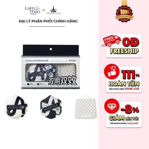  [DEAL SỐC 6.12 - 25.12 MUA HOÁ ĐƠN AMORTALS 349K TẶNG BÔNG MÚT TWIN STAR POWDER PUFF SET]  [DUY NHẤT CH TẶNG SET GIẤY THẤM DẦU AMORTALS] Bộ Bông Mút Amortals Double A Powder Puff Set 