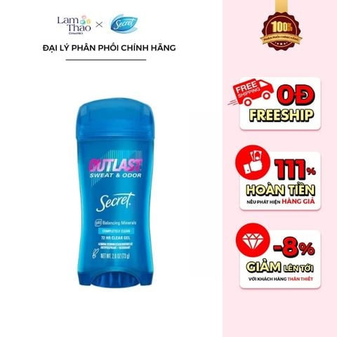  Gel Khử Mùi Secret Outlast Sweat & Odor Completely Clean 