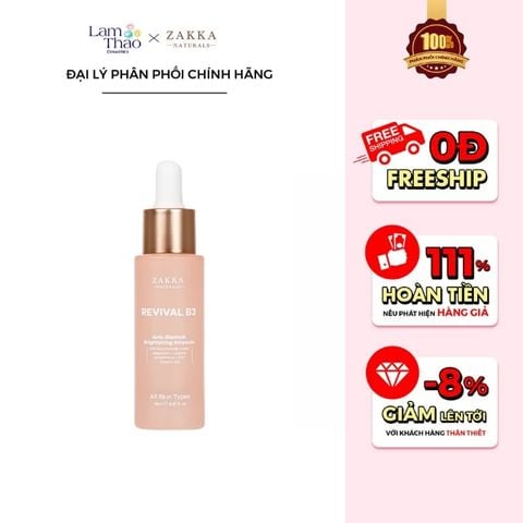  Tinh Chất Hỗ Trợ Mờ Thâm Đỏ Zakka Naturals Revival B3 Anti-Blemish Brightening Ampoule 