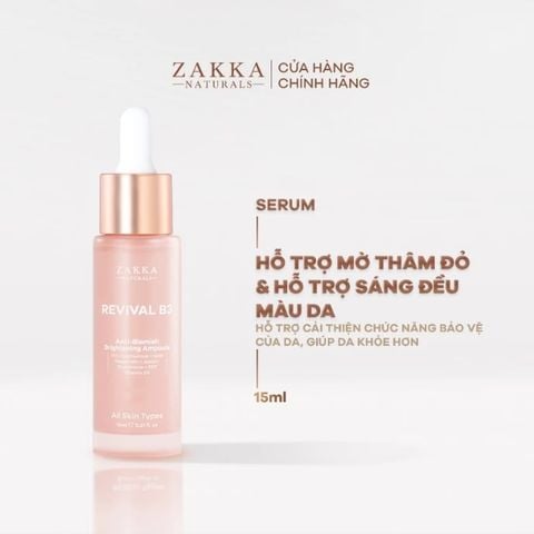  Tinh Chất Hỗ Trợ Mờ Thâm Đỏ Zakka Naturals Revival B3 Anti-Blemish Brightening Ampoule 