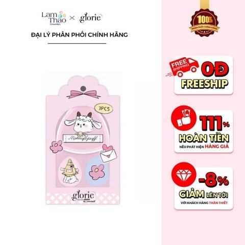  Set 3 Bông Mút Tán Nền Glorie Baa Baa Sheep Collection Dual-Function Foundation Puffs 