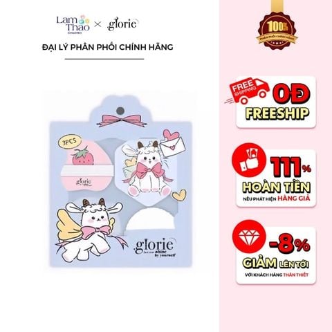  Set 3 Bông Glorie Baa Baa Sheep Collection Skin-Fit Powder Puffs ( Kèm Hộp Đựng ) 