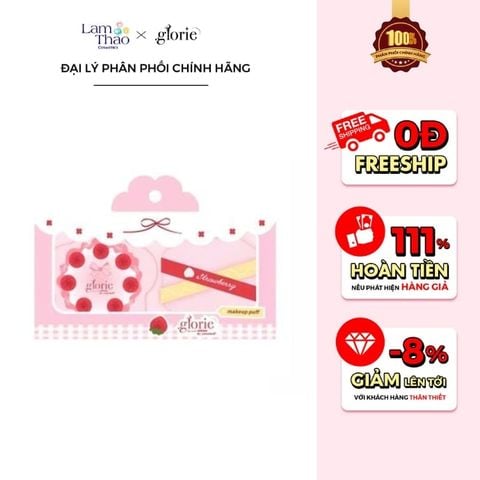  Set 2 Bông Mút Tán Nền Glorie Rubycell & Hydrophilic Polyurethane Strawberry Cake Collection 
