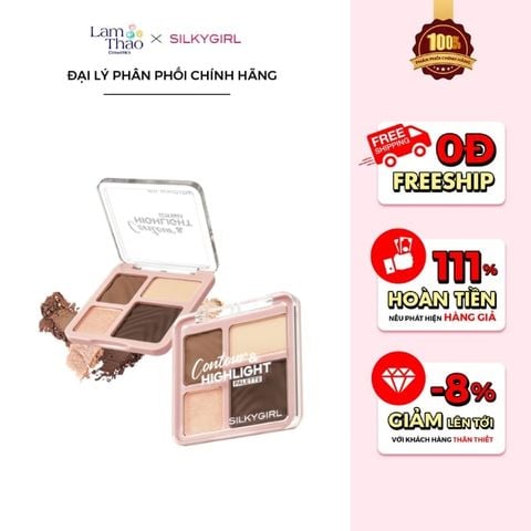  [TẶNG 01 SON TINT MLBB MÀU 07 FIG] Phấn Tạo Khối Và Bắt Sáng Silkygirl Contour & Highlight Palette 