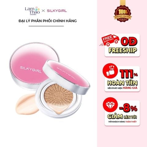  [TẶNG 01 SON TINT MLBB MÀU 07 FIG] [MUA 1 TẶNG 1 PHẤN MẮT] Phấn Nước Chống Nắng Lâu Trôi Silkygirl Serum Cushion 