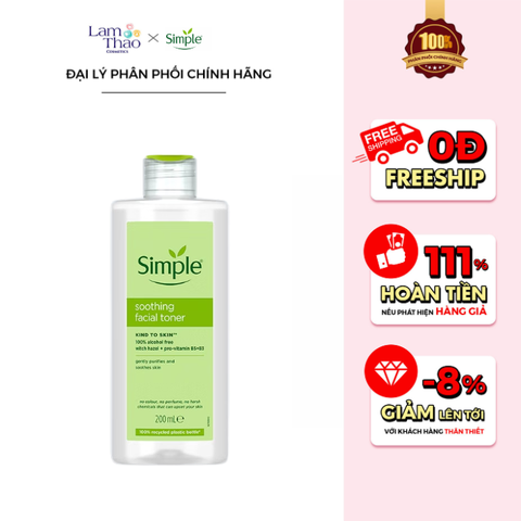 Nước Hoa Hồng Làm Dịu Da & Cấp Ẩm Simple Kind To Skin Soothing Facial Toner 