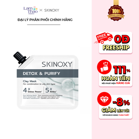  Mặt Nạ Đất Sét Thải Độc & Sạch Sâu Cho Da Dầu Skinoxy Detox & Purify Clay Mask 