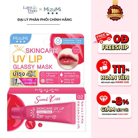  Mặt Nạ Môi Chống Nắng Có Màu Mizumi Skincare UV Lip Glassy Seoul Kiss 