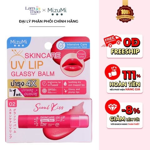  Mặt Nạ Môi Chống Nắng Có Màu Mizumi Skincare UV Lip Glassy Seoul Kiss 