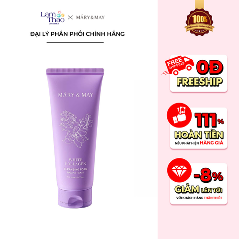  Sữa Rửa Mặt Chiết Xuất Collagen Trắng Mary & May White Collagen Cleansing Foam 