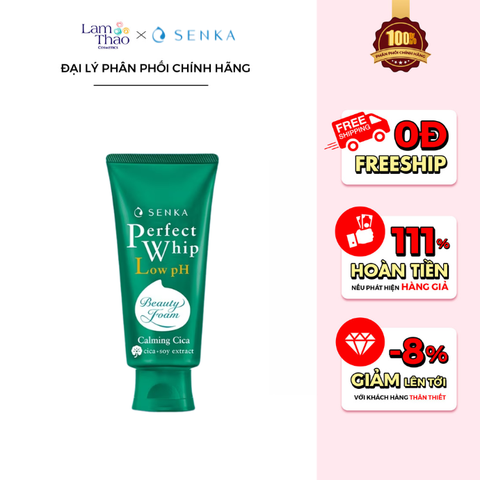  Sữa Rửa Mặt Rau Má Sạch Sâu & Lành Tính Senka Perfect Whip Low pH Calming Cica 