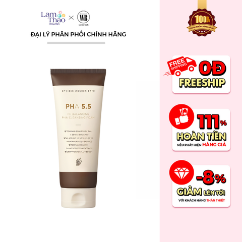  Sữa Rửa Mặt Tẩy Tế Bào Chết Byvibes Wonder Bath PHA 5.5 PH Balancing PHA Cleansing Foam 