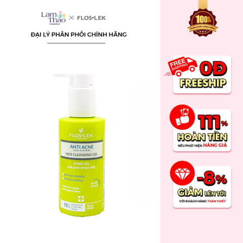  Gel Sữa Rửa Mặt Ngừa Mụn Floslek Anti Acne System Face Cleansing 
