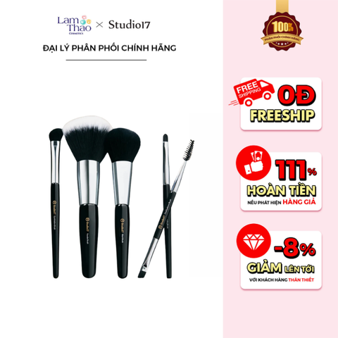  Bộ Cọ Trang Điểm 5 Cây Studio17 Portable Makeup Brush Set 