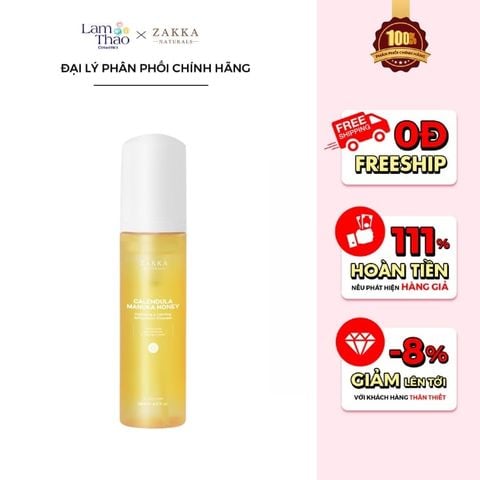  Sữa Rửa Mặt Làm Sạch Dịu Nhẹ Zakka Naturals Calendula Manuka Honey Hydrating Calming Amino Foam Cleanser 