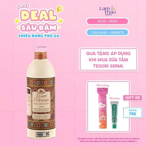  [DEAL SỐC 07.03 - 09.03 MUA SIZE 500ML TẶNG BTTT ALICE 150 MIẾNG + KĐR MARVIS MINI] Sữa Tắm Nước Hoa Hy Lạp Cổ Đại Tesori D'Oriente Byzantium Bath Cream 